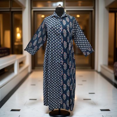 2XL/3XL Singapore Printed Cotton Dress 57&quot; Long Jalabiya