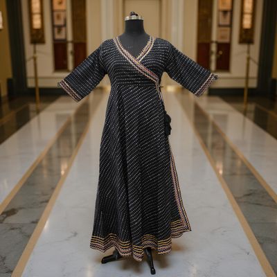 S/M Priam Printed Cotton Dress 57&quot; Long Jalabiya