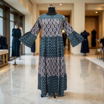 2XL/3XL Moon Printed Cotton Dress 57&quot; Long Jalabiya