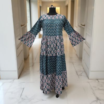 2XL/3XL Moon Printed Cotton Dress 57&quot; Long Jalabiya
