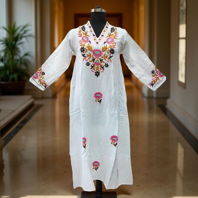 XS/S Teena Embroidery Cotton Dress 54&quot; Long Jalabiya