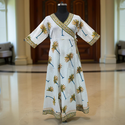 L/XL Priam Printed Cotton Dress 57&quot; Long Jalabiya
