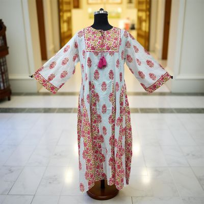 2XL/3XL Anaya Printed Cotton Dress 57&quot;Long Jalabiya