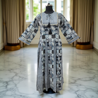 L/XL Anaya Printed Cotton Dress 57&quot;Long Jalabiya