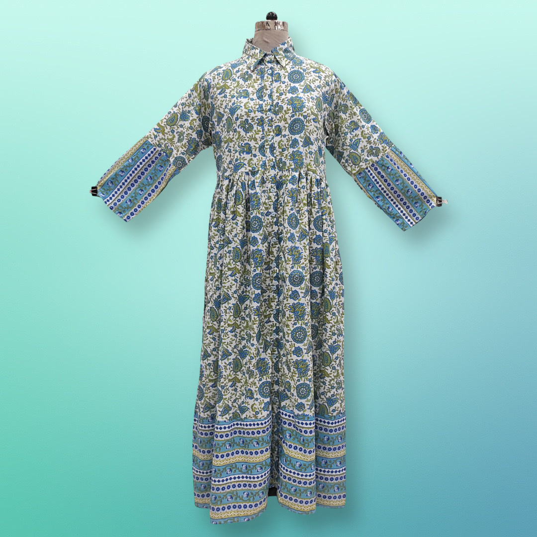 4-5 Year Ana Printed Cotton Dress 34&quot; Long Jalabiya