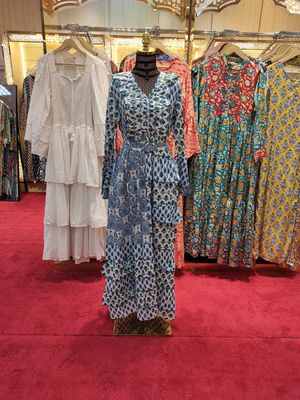 S/M Sabah Crystal  Printed Cotton Dress 57&quot; Long Jalabiya