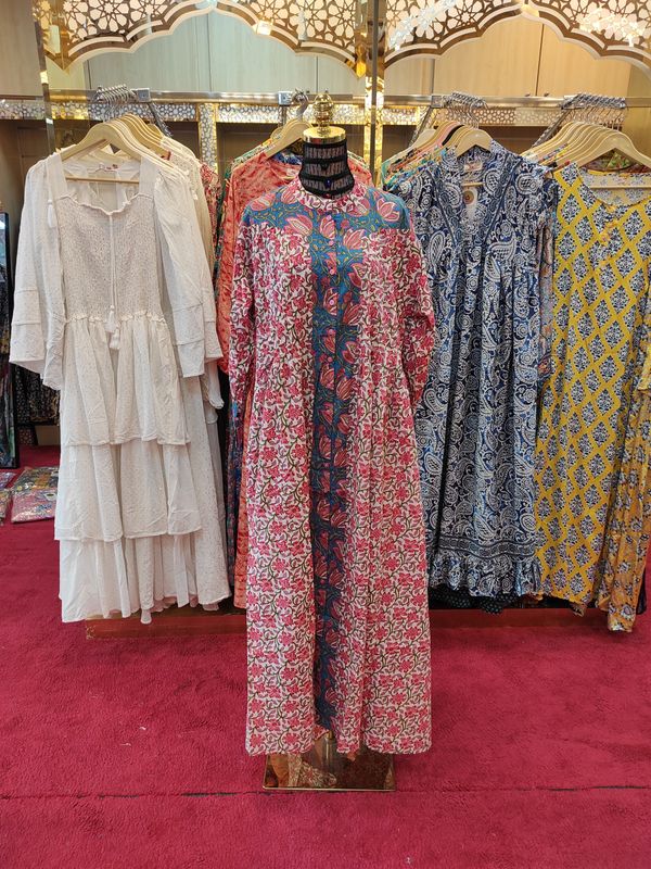 L/XL  Aafreen Printed Cotton Dress 57&quot; Long Jalabiya