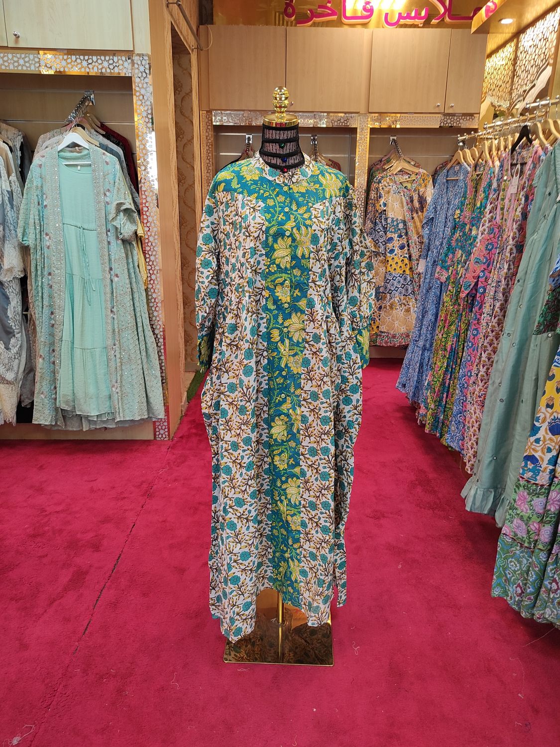 L/XL  Aafreen Printed Cotton Dress 57&quot; Long Jalabiya