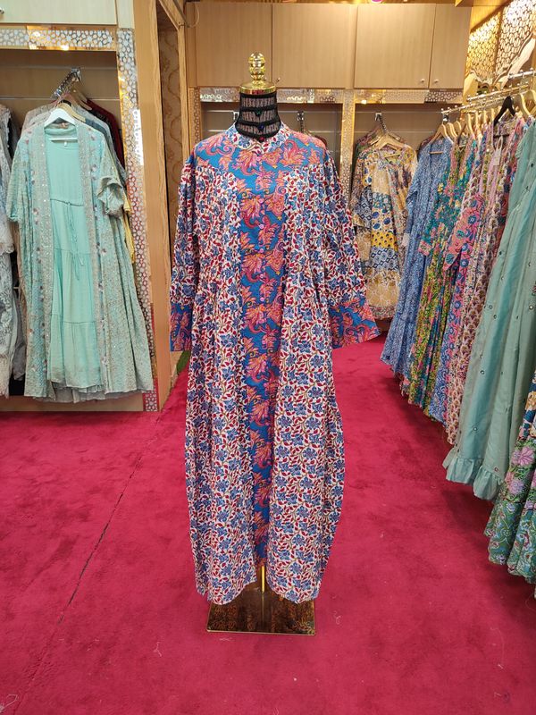L/XL  Aafreen Printed Cotton Dress 57&quot; Long Jalabiya