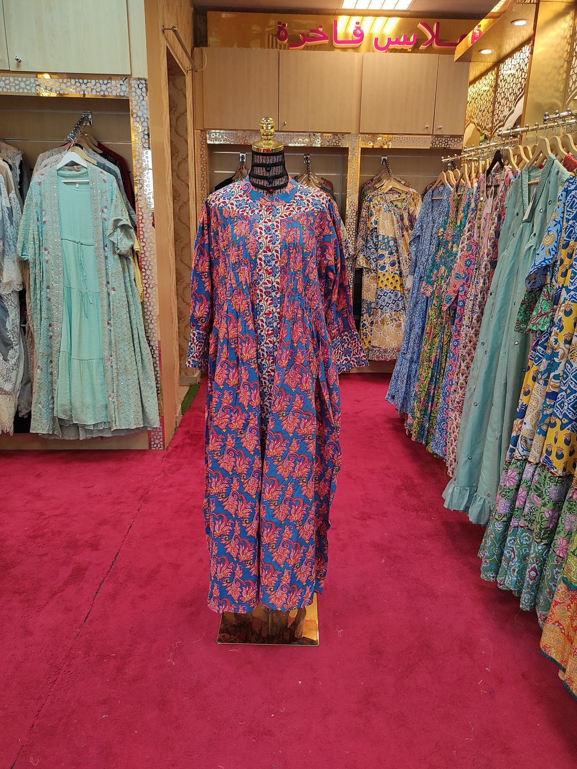 L/XL  Aafreen Printed Cotton Dress 57&quot; Long Jalabiya