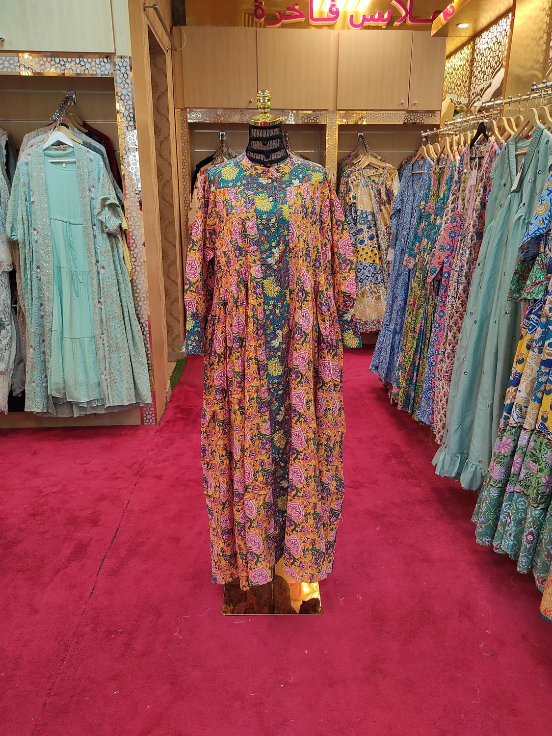 L/XL  Aafreen Printed Cotton Dress 57&quot; Long Jalabiya