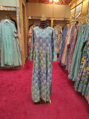 S/M Moon Crystal Printed Dress 57&quot; Long Jalabiya