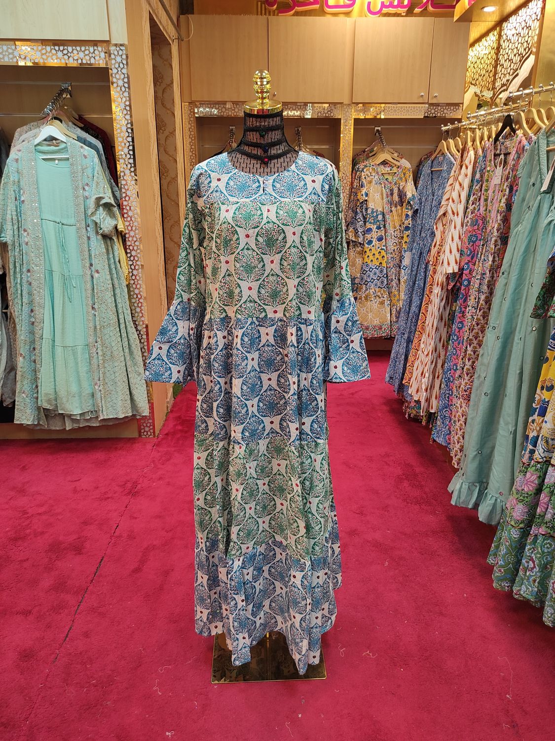 S/M Moon Crystal Printed Dress 57&quot; Long Jalabiya