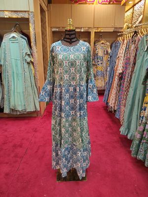 S/M Moon Crystal Printed Dress 57&quot; Long Jalabiya