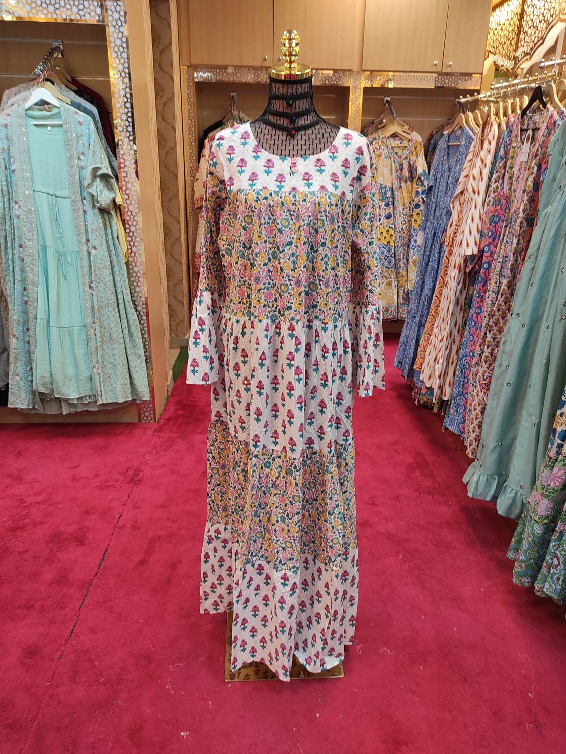 L/XL Moon Crystal Printed Dress 57&quot; Long Jalabiya