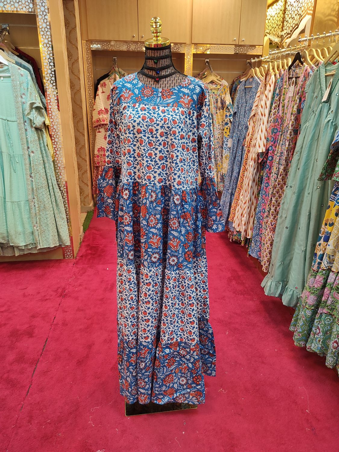 L/XL Moon Crystal Printed Dress 57&quot; Long Jalabiya