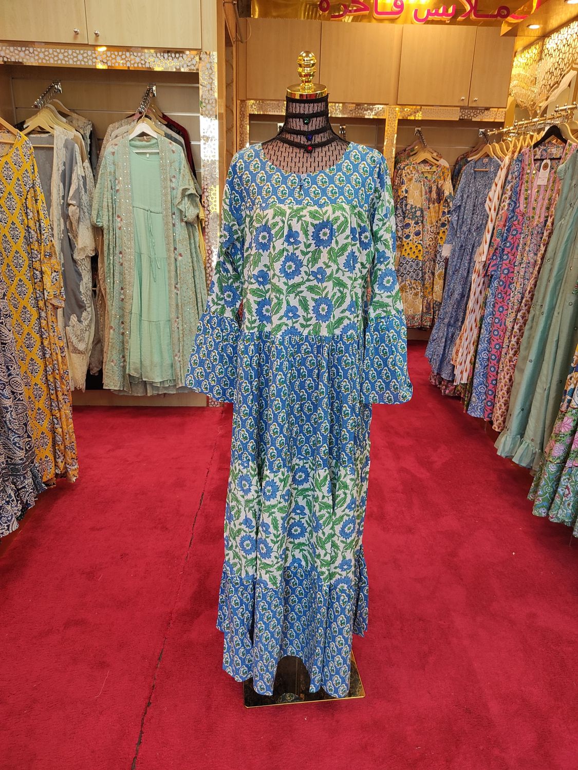L/XL Moon Crystal Printed Dress 57&quot; Long Jalabiya