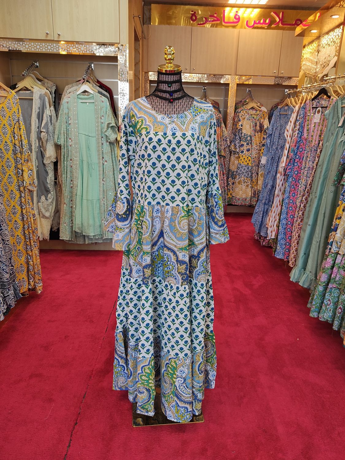 L/XL Moon Crystal Printed Dress 57&quot; Long Jalabiya