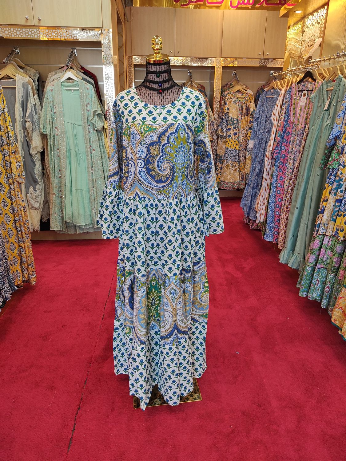 L/XL Moon Crystal Printed Dress 57&quot; Long Jalabiya