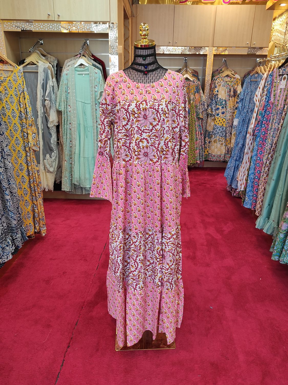 L/XL Moon Crystal Printed Dress 57&quot; Long Jalabiya