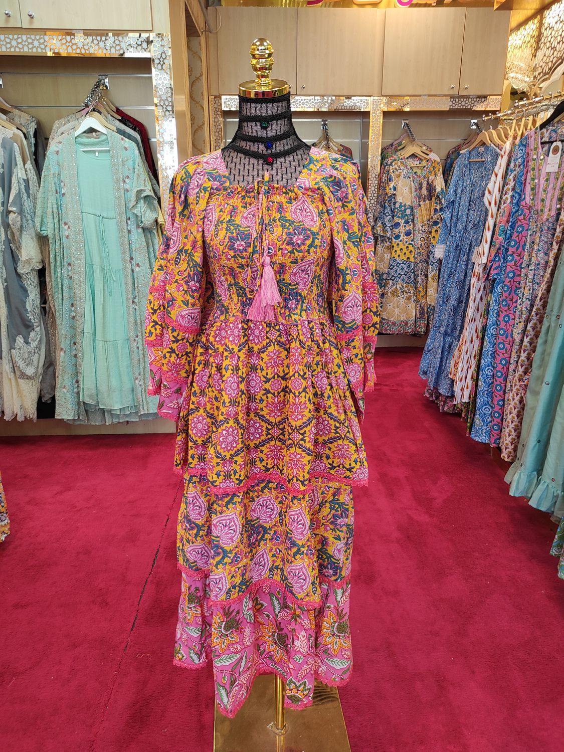 12-13 Rahima Printed Cotton  Dress 50&quot; Long Jalabiya
