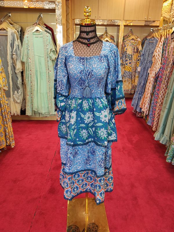 10-11 Year Rahima Printed Cotton Dress 46&quot; Long Jalabiya