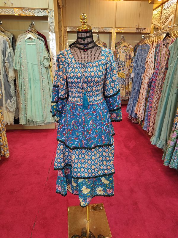 10-11 Year Rahima Printed Cotton Dress 46&quot; Long Jalabiya