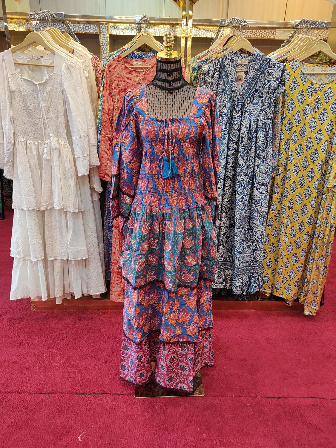 L/XL Rahima Printed Cotton Dress 57&quot; Long Jalabiya