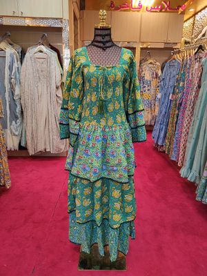 L/XL Rahima Printed Cotton Dress 57&quot; Long Jalabiya