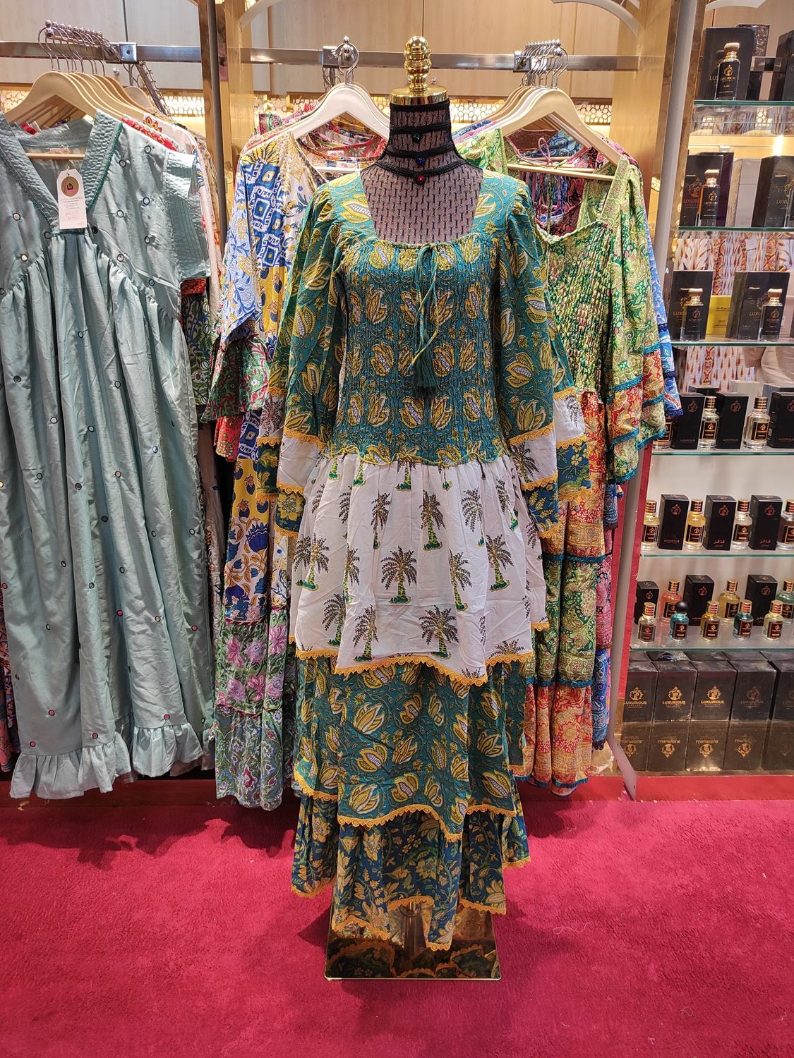L/XL Rahima Printed Cotton Dress 57&quot; Long Jalabiya