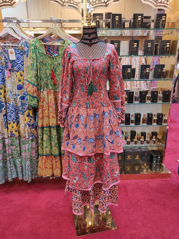 XS/S Rahima Printed Cotton Dress 54&quot; Long Jalabiya