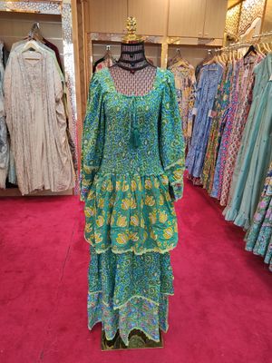 S/M Rahima Printed Cotton Dress 57&quot; Long Jalabiya