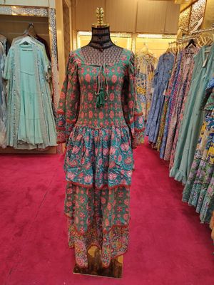 S/M Rahima Printed Cotton Dress 57&quot; Long Jalabiya