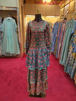 L/XL Rahima Printed Cotton Dress 57&quot; Long Jalabiya