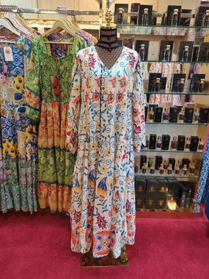 L/XL   Meher Crystal White Cotton Dress 56&quot; Long Jalabiya