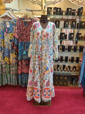 L/XL   Meher Crystal White Cotton Dress 56&quot; Long Jalabiya