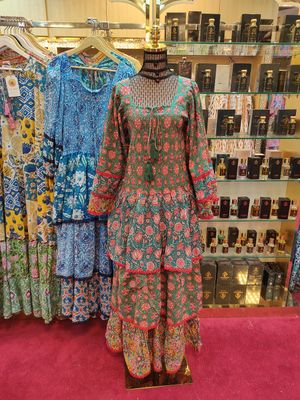 L/XL   Crystal Rahima Multi Printed Cotton  Dress 57&quot; Long Jalabiya