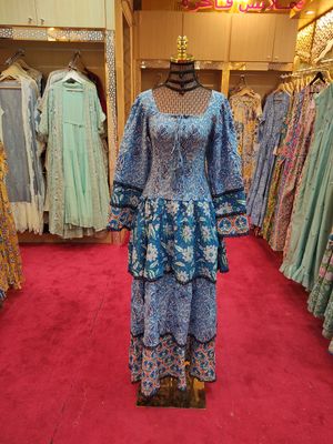 S/M   Crystal Rahima Multi Printed Cotton  Dress 57&quot; Long Jalabiya