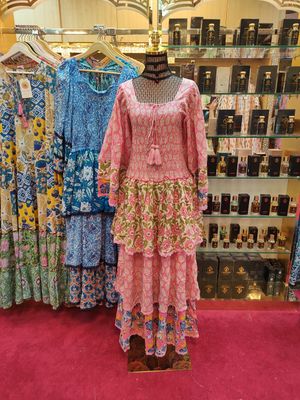 S/M  Crystal Rahima Multi Printed Cotton  Dress 57&quot; Long Jalabiya
