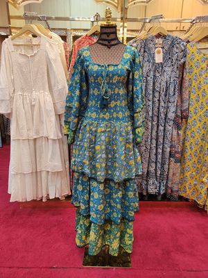 L/XL  Crystal Rahima Multi Printed Cotton  Dress 57&quot; Long Jalabiya