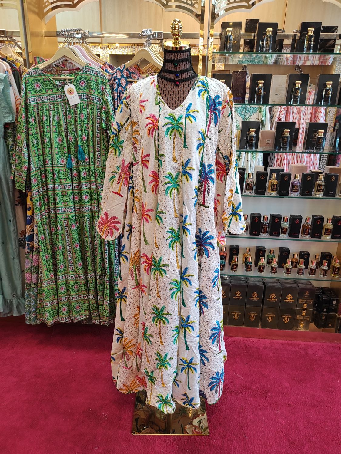 L/XL   Meher Crystal White Cotton Dress 56&quot; Long Jalabiya
