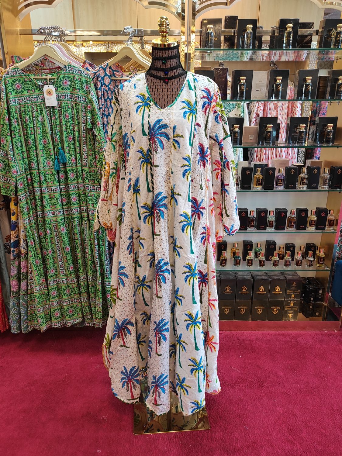 L/XL   Meher Crystal White Cotton Dress 56&quot; Long Jalabiya