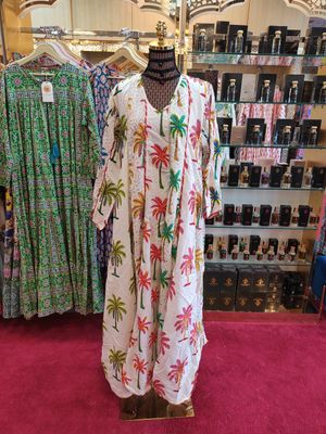 L/XL   Meher Crystal White Cotton Dress 56&quot; Long Jalabiya