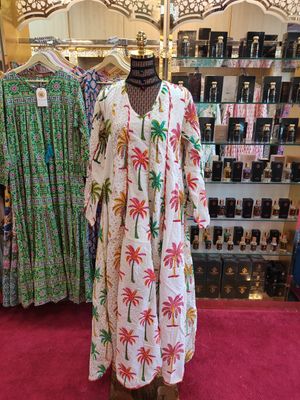 L/XL   Meher Crystal White Cotton Dress 56&quot; Long Jalabiya