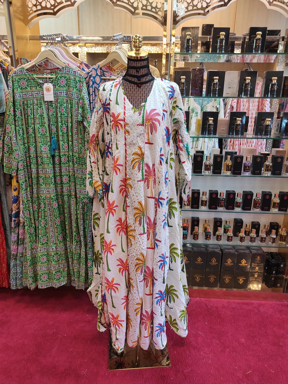 L/XL   Meher Crystal White Cotton Dress 56&quot; Long Jalabiya