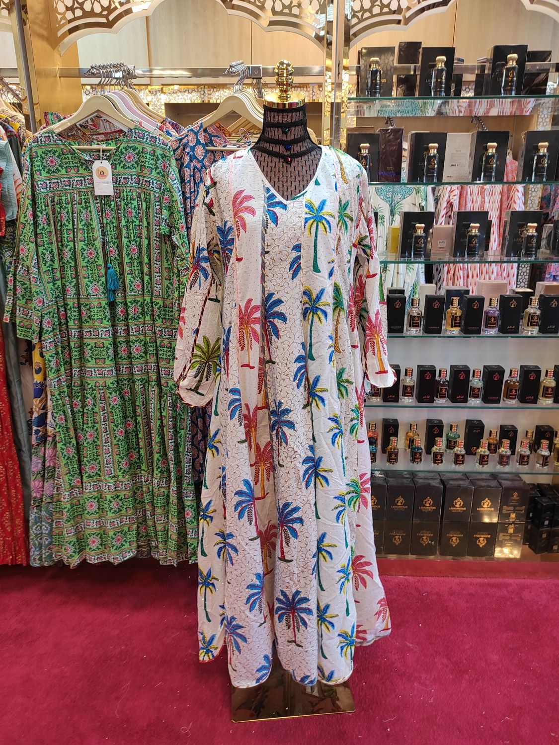 L/XL   Meher Crystal White Cotton Dress 56&quot; Long Jalabiya