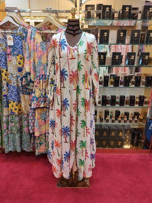 L/XL   Meher Crystal White Cotton Dress 56&quot; Long Jalabiya