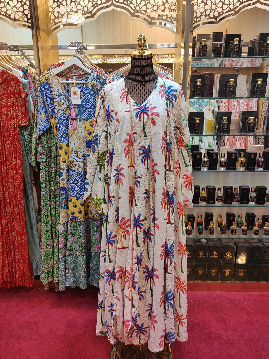 L/XL   Meher Crystal White Cotton Dress 56&quot; Long Jalabiya