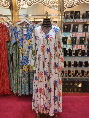 L/XL   Meher Crystal White Cotton Dress 56&quot; Long Jalabiya