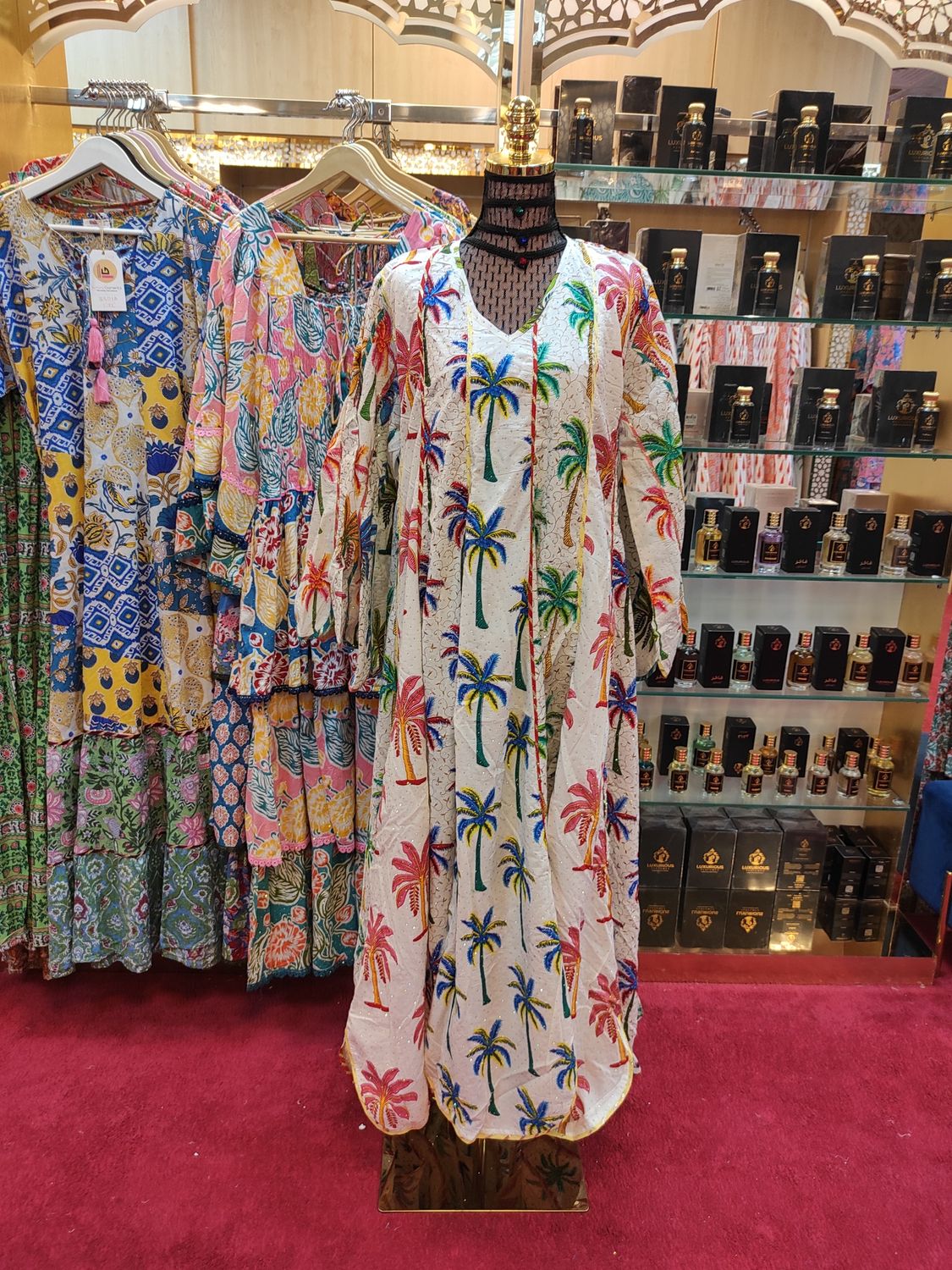 L/XL   Meher Crystal White Cotton Dress 56&quot; Long Jalabiya